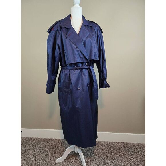 British Mist Rain/Trench Coat Sz 10 Violet/Navy - Picture 1 of 9